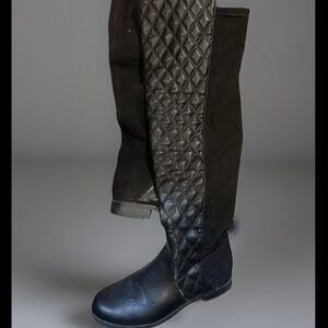 Unisa Black Over the Knee Quilted Boots